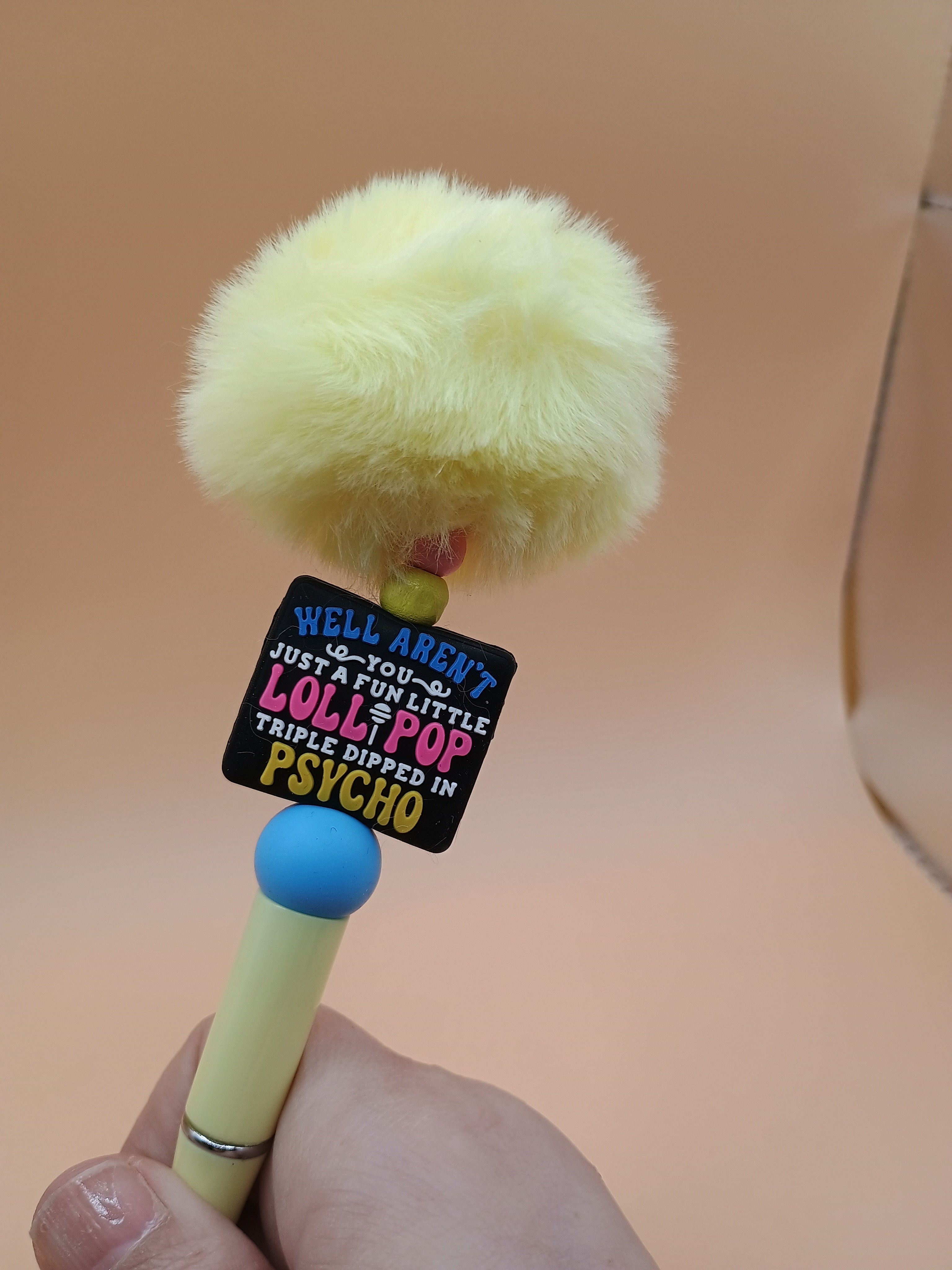 “Fun Little Lollipop Triple Dipped in Psycho” Fluffy Beaded Pen – Handmade 1.0 Ink Pen (Assorted Styles)