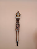 Brown Dog Beaded Pen – Sequin & Silicone Handmade 1.0 Ink Pen