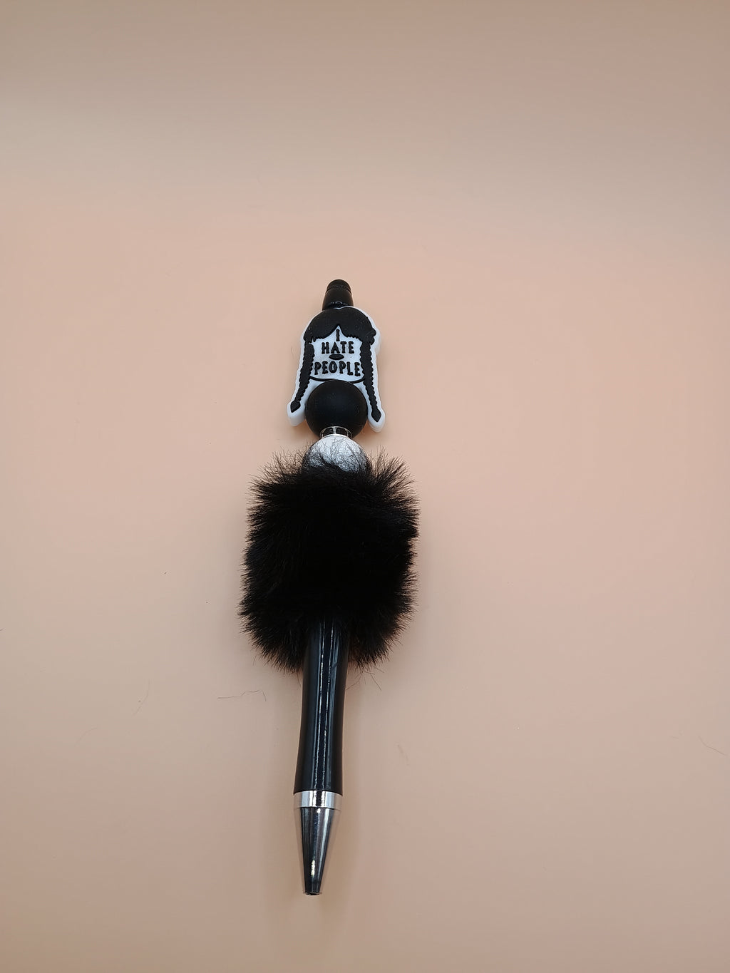 “I Hate People” Gothic Beaded Pen – Wednesday-Inspired Handmade 1.0 Ink Pen (2 Styles)