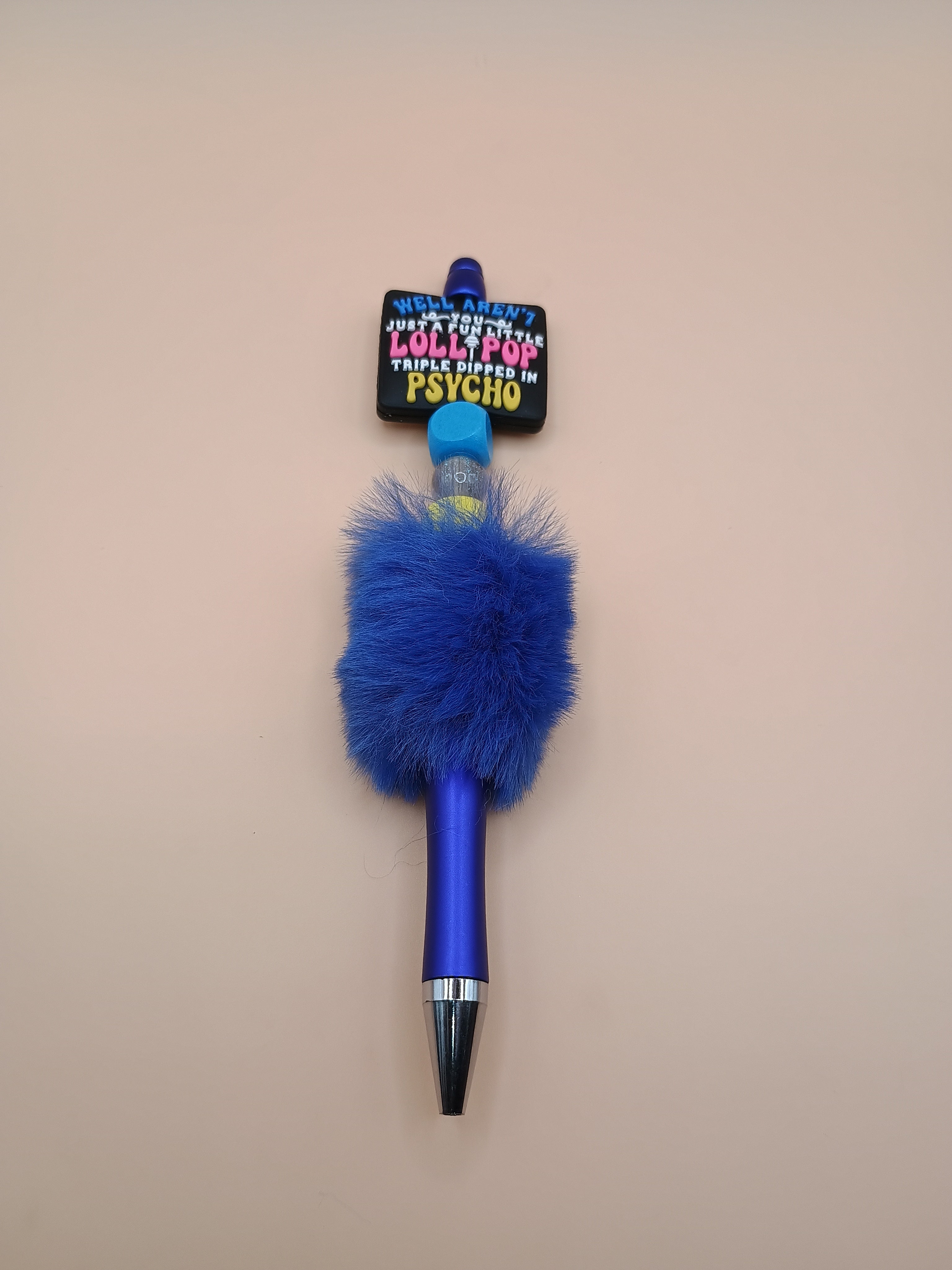 “Fun Little Lollipop Triple Dipped in Psycho” Fluffy Beaded Pen – Handmade 1.0 Ink Pen (Assorted Styles)