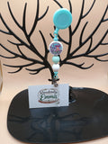 At Least My Trauma Made Me Funny” Beaded Badge Reel – Turquoise Retractable ID Holder