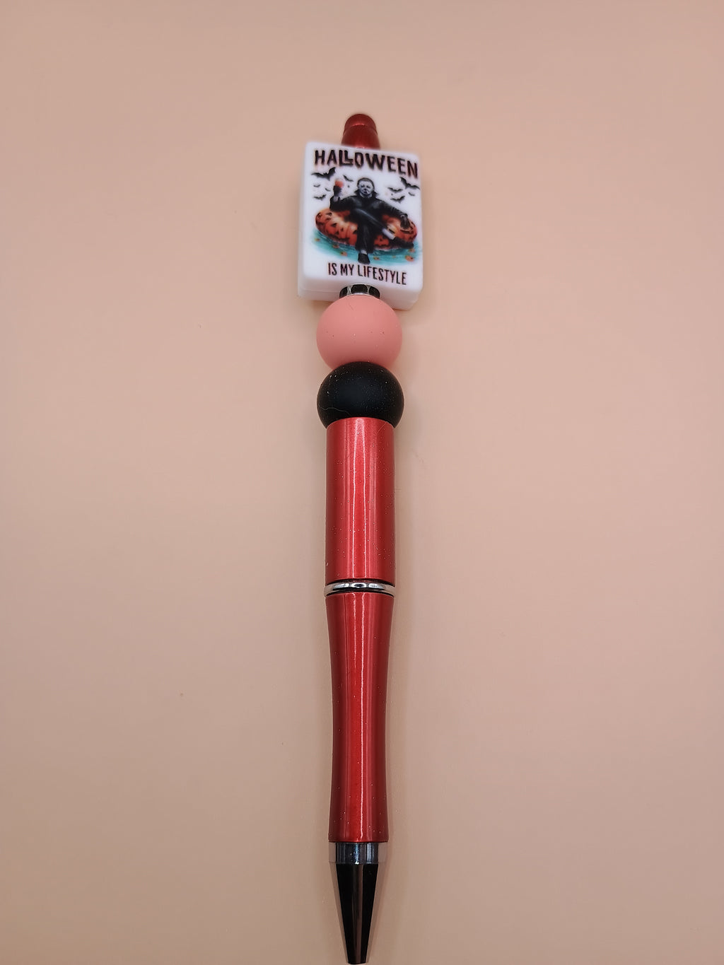 Halloween Is My Lifestyle Michael Myers Beaded Pen – Red 1.0 Handmade Horror Pen