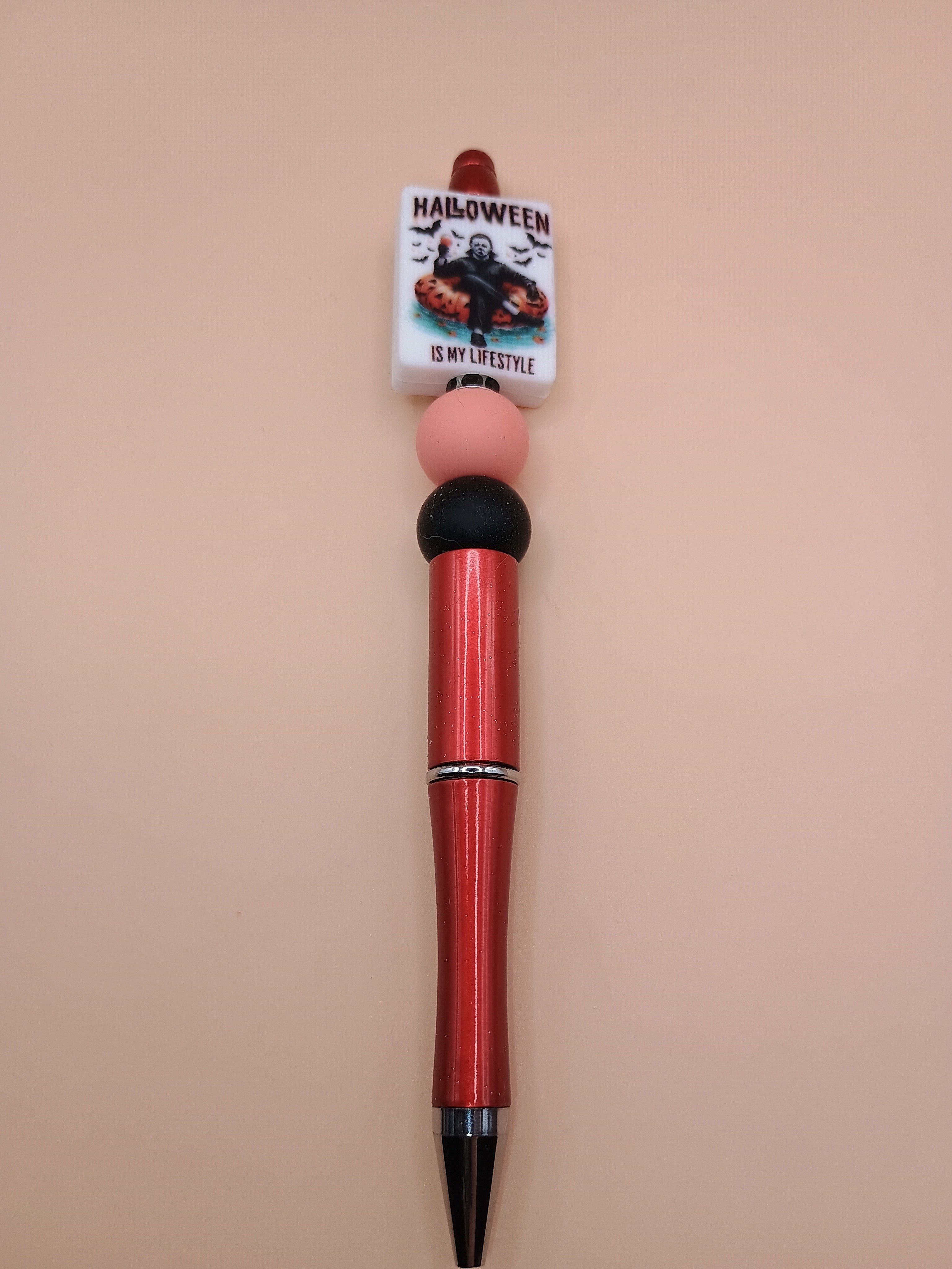Halloween Is My Lifestyle Michael Myers Beaded Pen – Red 1.0 Handmade Horror Pen