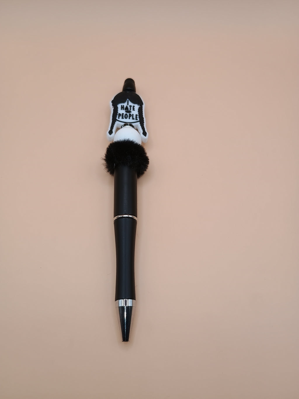 “I Hate People” Gothic Beaded Pen – Wednesday-Inspired Handmade 1.0 Ink Pen (2 Styles)