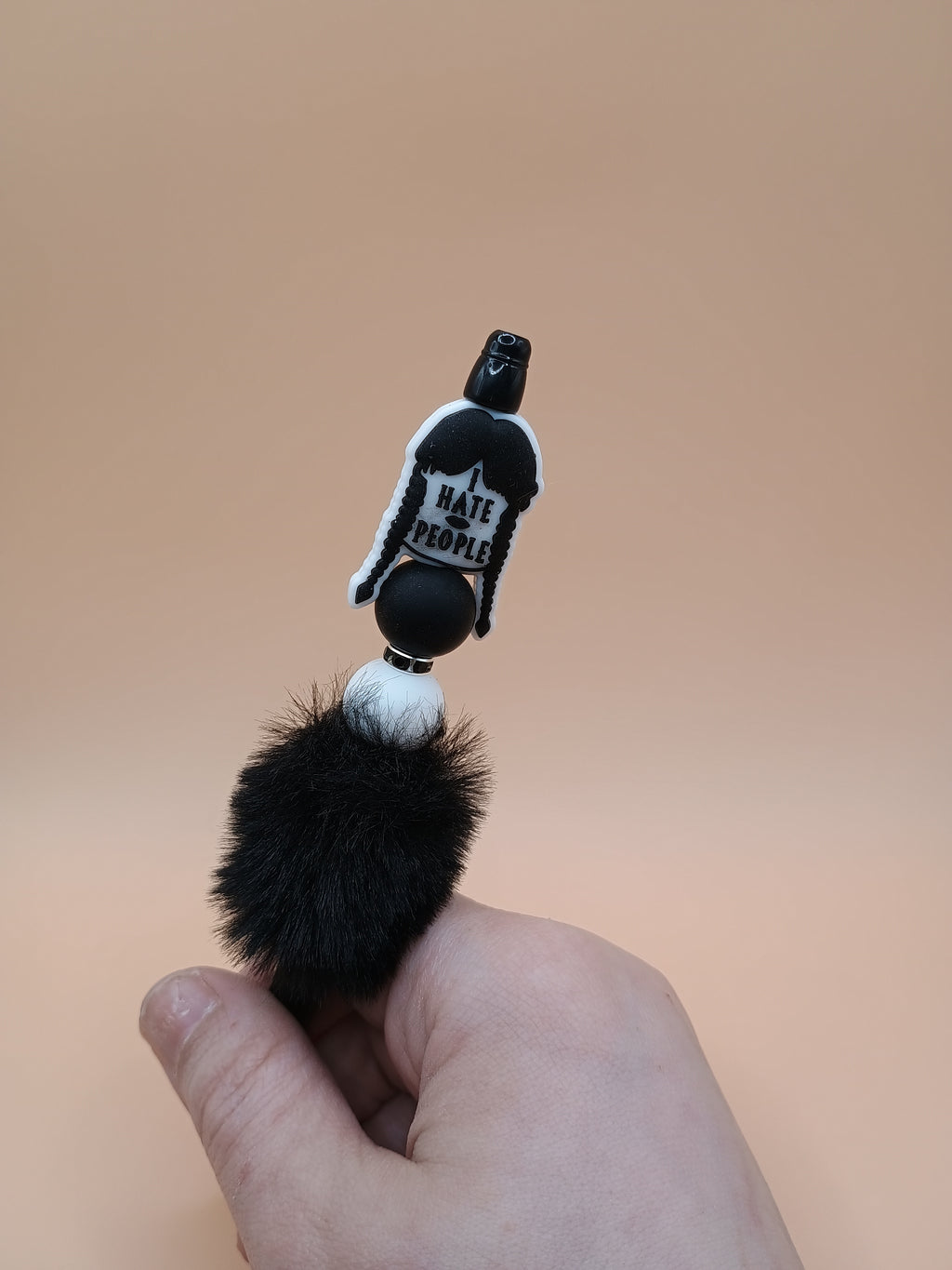 “I Hate People” Gothic Beaded Pen – Wednesday-Inspired Handmade 1.0 Ink Pen (2 Styles)