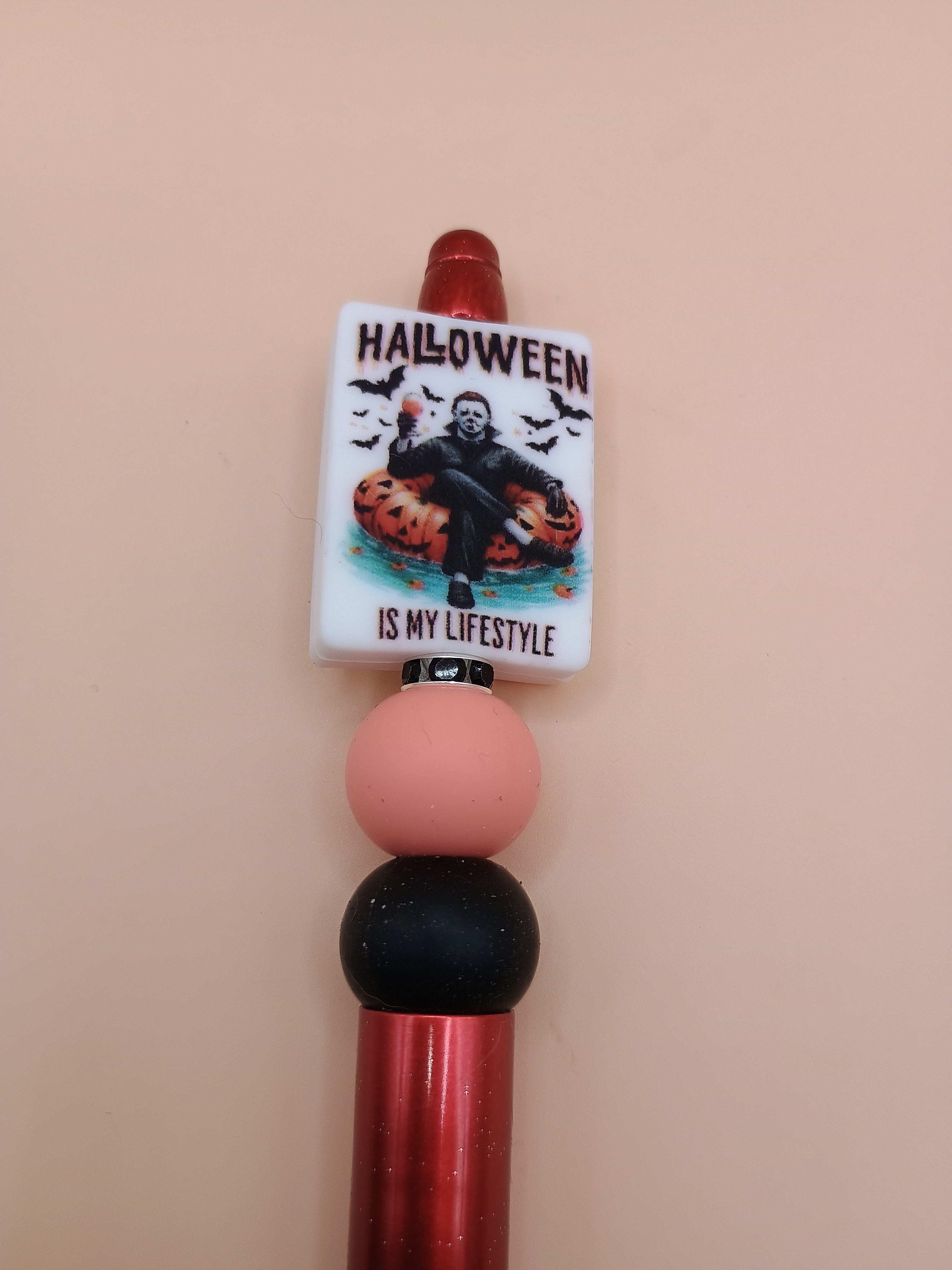 Halloween Is My Lifestyle Michael Myers Beaded Pen – Red 1.0 Handmade Horror Pen