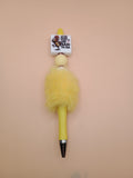 “After God Made Me He Said Ta Da” Rooster Fluffy Beaded Pen – Yellow Handmade 1.0 Ink Pen