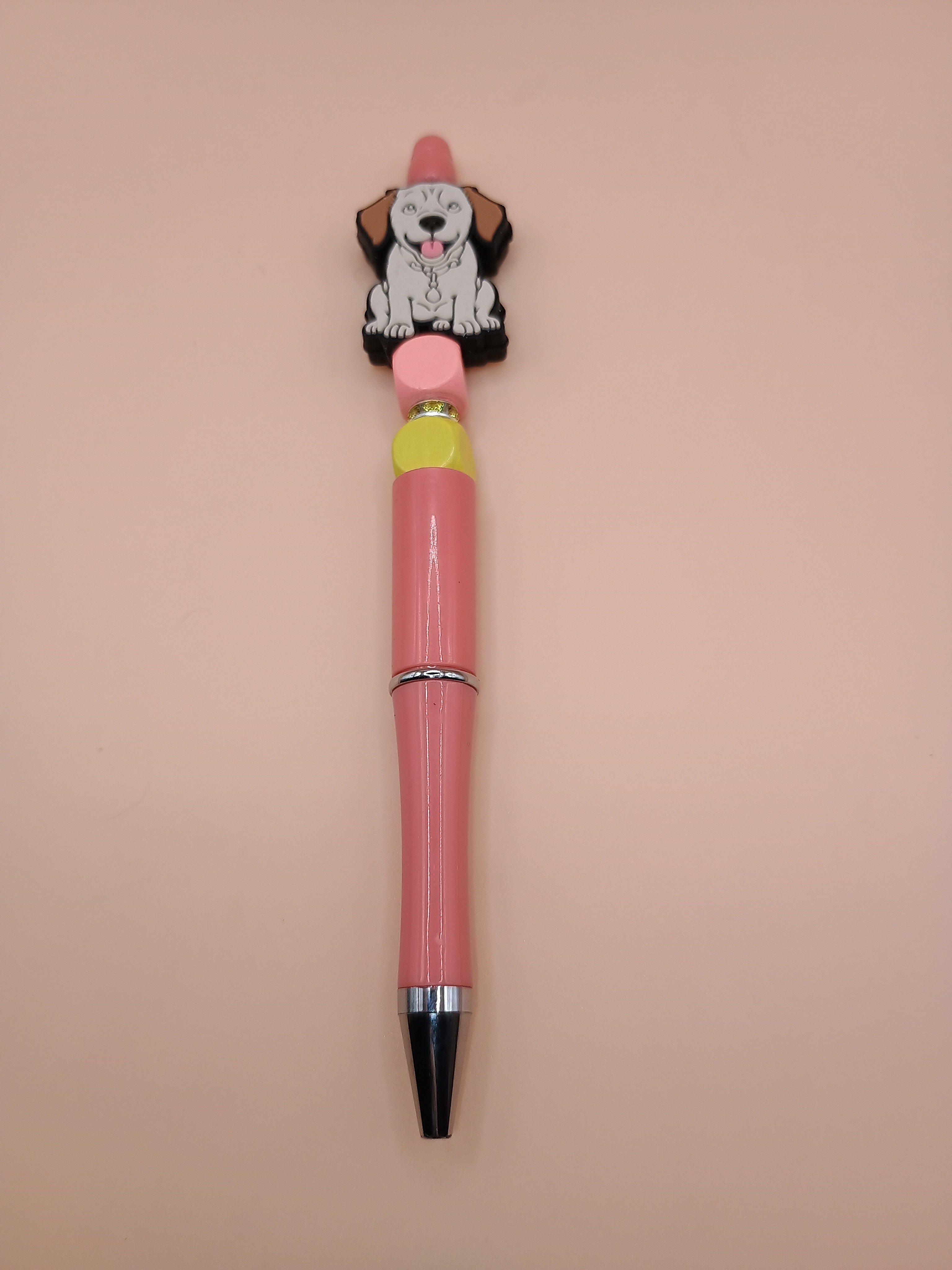 Golden Retriever Beaded Pen – Peach Handmade 1.0 Writing Pen with Extra Ink