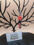 Skeleton Skull Beaded Keychain – Silver Metal Keychain (2 Floral Design Options)
