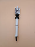“Sometimes Sweet Mostly Savage” Skull Beaded Pen – White & Black Handmade 1.0 Ink Pen
