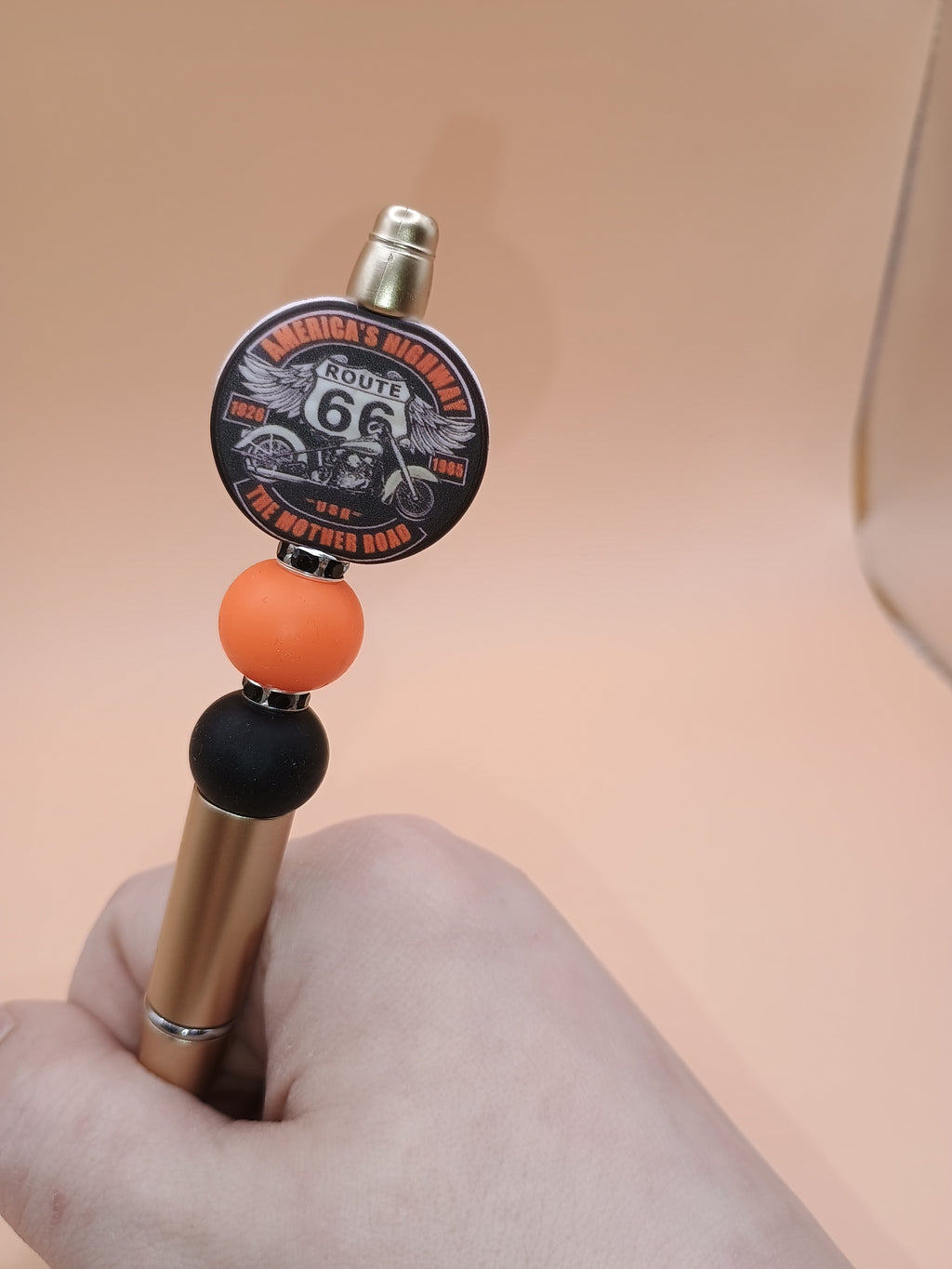 Route 66 Motorcycle Beaded Pen – “America’s Highway / The Mother Road” (3 Design Options)
