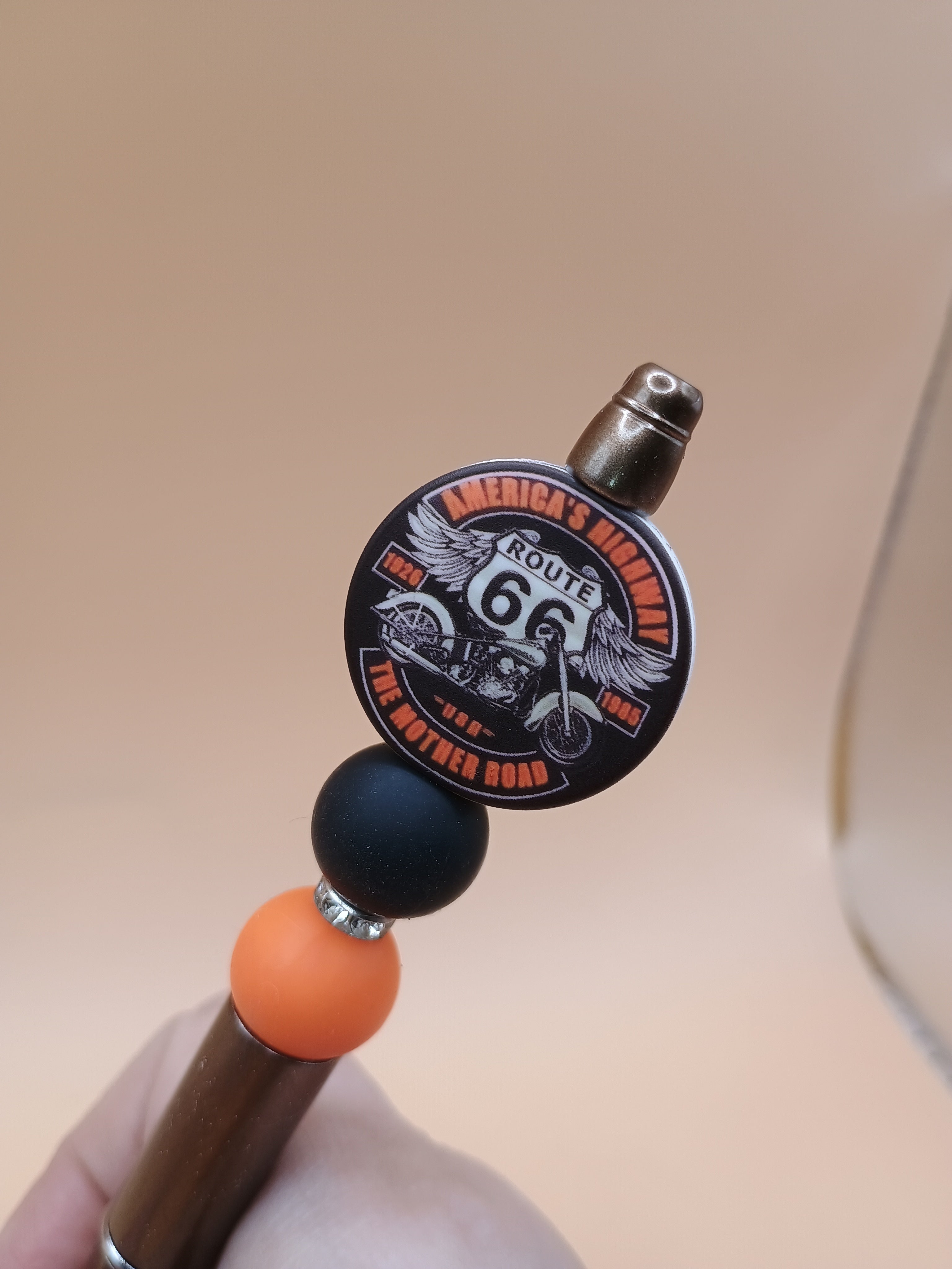 Route 66 Motorcycle Beaded Pen – “America’s Highway / The Mother Road” (3 Design Options)