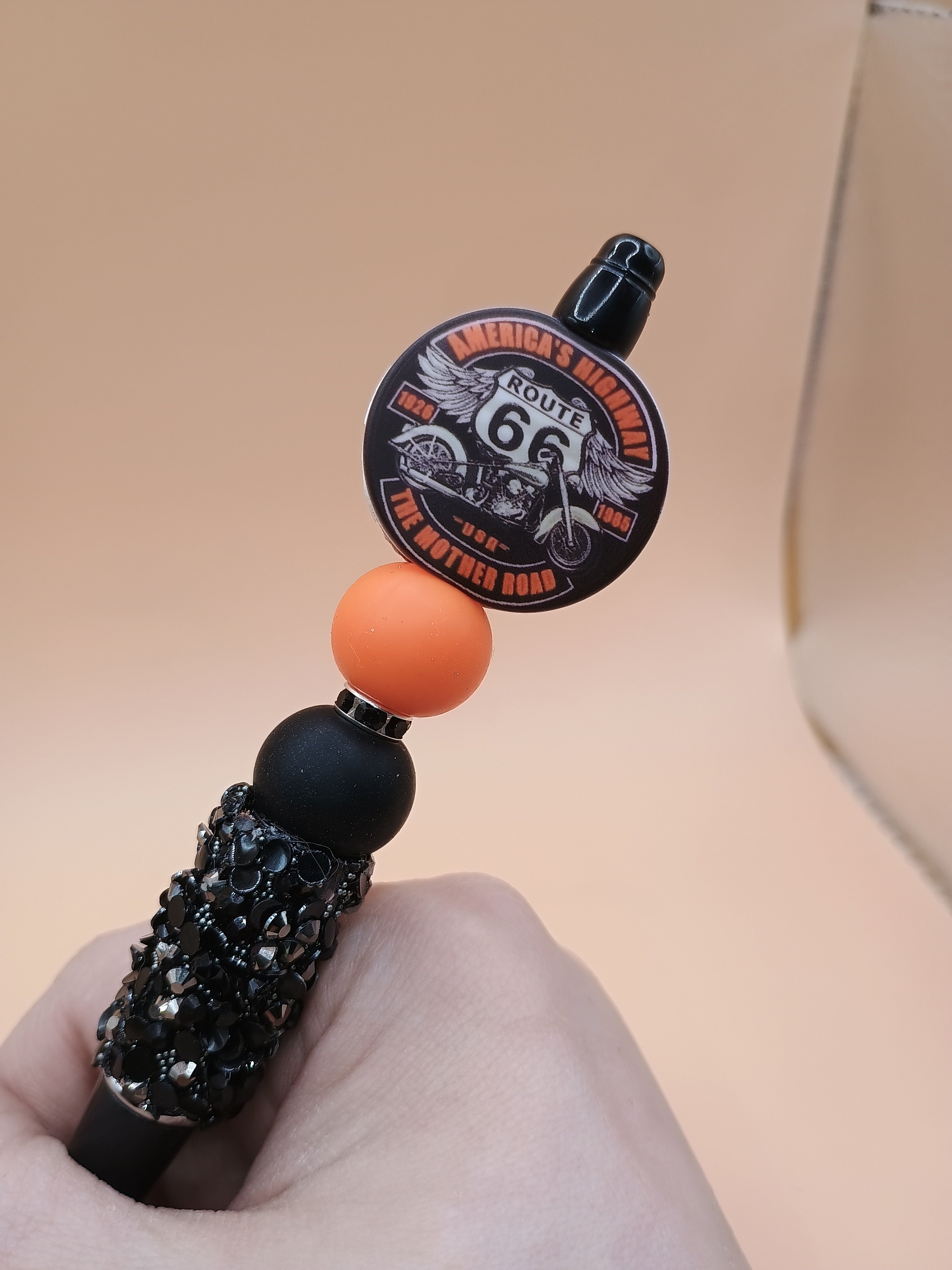 Route 66 Motorcycle Beaded Pen – “America’s Highway / The Mother Road” (3 Design Options)