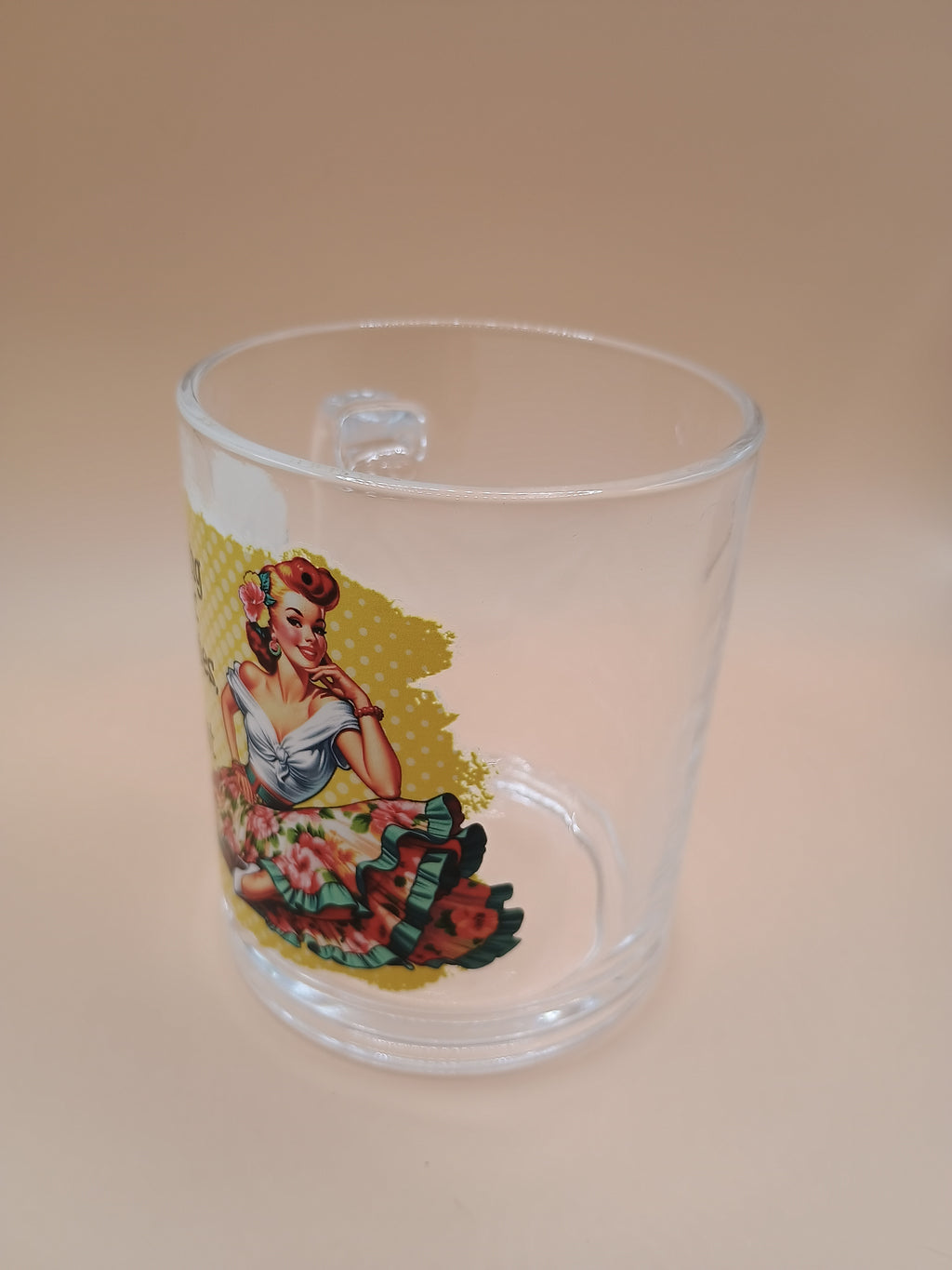 “If Being Sarcastic Burned Calories…” Clear Glass Mug – Retro Housewife Coffee Cup