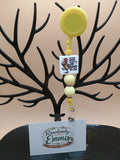 “When God Made Me He Said Ta Da” Rooster Beaded Badge Reel – Yellow Retractable ID Holder